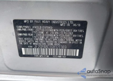 2016 Subaru Crosstrek 2.0I Premium from USA, damaged, VIN JF2GPABC1G8321369